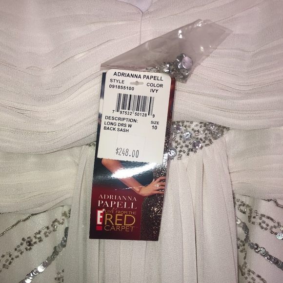 Adrianna Papell Long Ivory Dress with Back Sash - Picture 4 of 4